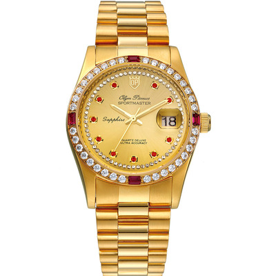 抖音金表正品奥柏手表Olym Pianus进口机芯满钻OP手表高品质腕表