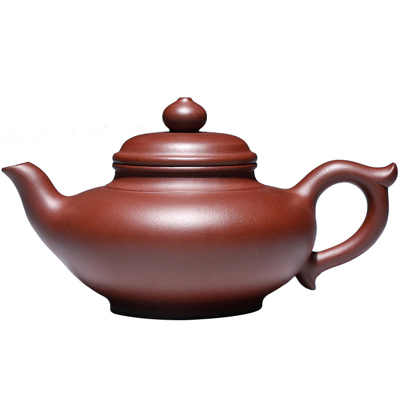 宜兴紫砂壶茶壶 名家国工吴竹霞稀有原矿枣红泥300cc手工壶笑樱壶
