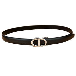 皮带女款真皮头层牛皮黑色百搭休闲自动扣腰带装饰配裙子牛仔裤带