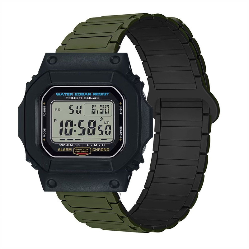 适用卡西欧DW-5600磁吸硅胶表带