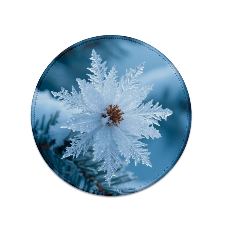 ZO冰雪霜花圆形电脑鼠标垫