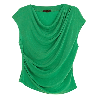 【醋酸系列】YINER音儿夏季法式优雅收腰毛针织衫褶裥上衣