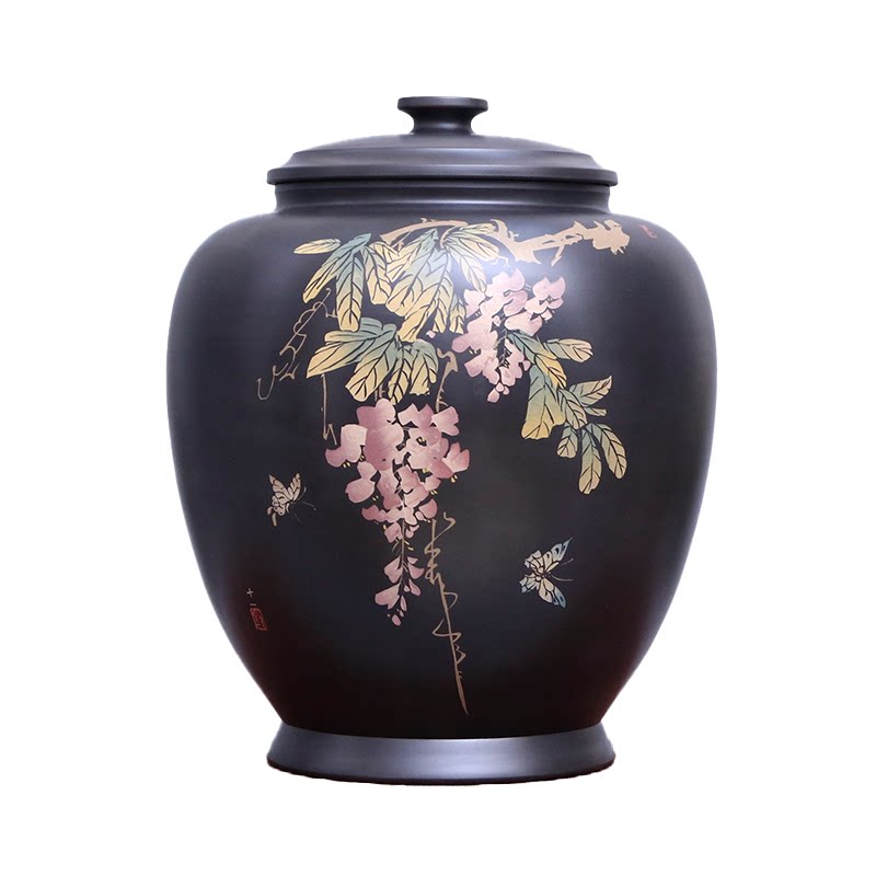 建水紫陶彩填大茶缸357克28饼