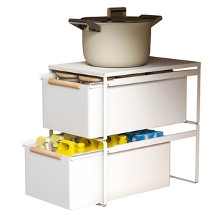 厨房下水槽置物架锅架抽拉式双层窄缝拉篮橱柜内洗手台下收纳抽屉