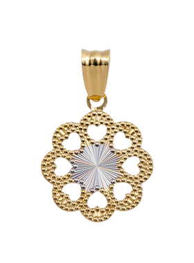 彩虹圈花八爱心吊坠渐变色