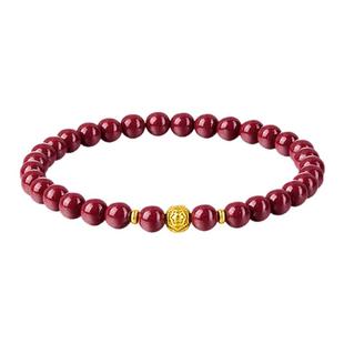 iSTONE/石头记本命年帝王砂朱砂手串女款925银珍珠手链红色串珠