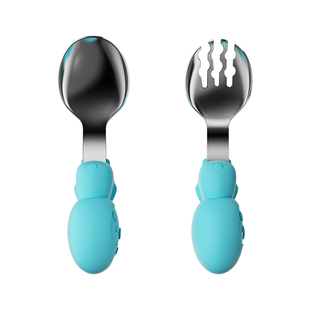 宝宝自主进食勺子学吃训练吃饭1岁辅食儿童餐具叉子婴儿316不锈钢