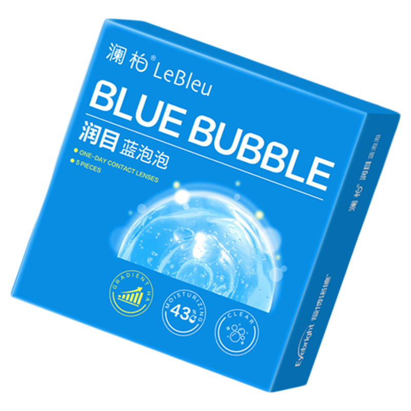 澜柏隐形眼镜日抛5/30片装润目蓝泡泡近视高清水凝胶舒适官方正品