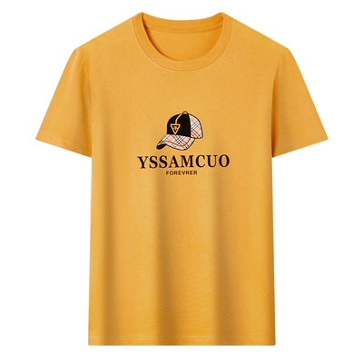 夏季新款圆领宽松纯棉短袖T恤男