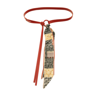 复古高级感咖啡色丝巾腰带女波西米亚风配裙子牛仔裤配饰皮带红色