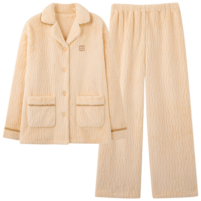 猫人优品法兰绒睡衣女款加厚套装