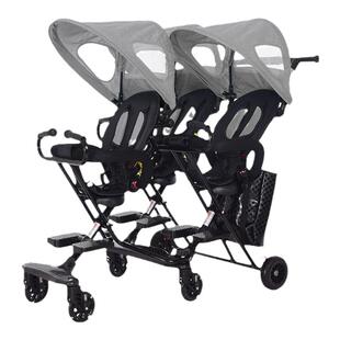 三胞胎溜娃神器3胞胎推车宝宝折叠小孩可坐躺遛娃车儿童手推车
