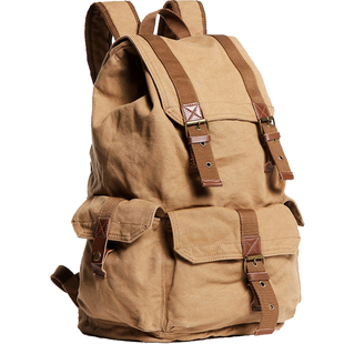 大容量双肩包纯棉帆布包潮流工装耐磨户外露营旅游旅行包背包书包