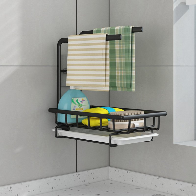 台面晾抹布架厨房收纳沥水龙头置物架打孔毛巾水槽免洗碗布架架