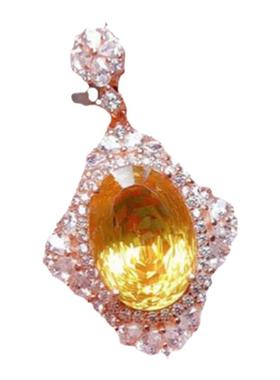 女纯银镶嵌鸟巢工黄水晶戒指吊坠