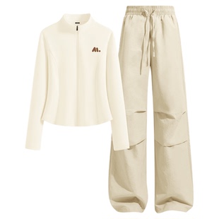 名创优品休闲运动套装女2026新款春季小个子穿搭一整套春款女装D