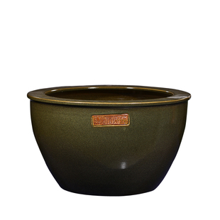 鱼缸水缸景德镇陶瓷茶叶末养乌龟睡莲荷花盆特大号客厅书画缸摆件