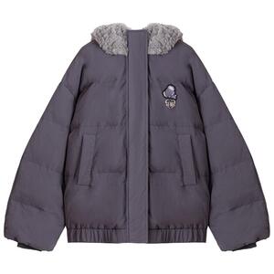 KEIKO可爱毛熊连帽灰色棉服