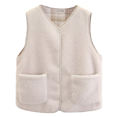 宛宛宽松羊羔毛两穿马甲