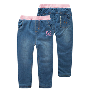 非常小鱼38991/39733女童休闲冬季柔软夹棉牛仔针织纯棉里棉裤