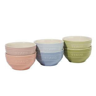 staub珐宝马卡龙色陶瓷米饭碗汤盘筷子勺杯子调味罐套装汤碗餐具