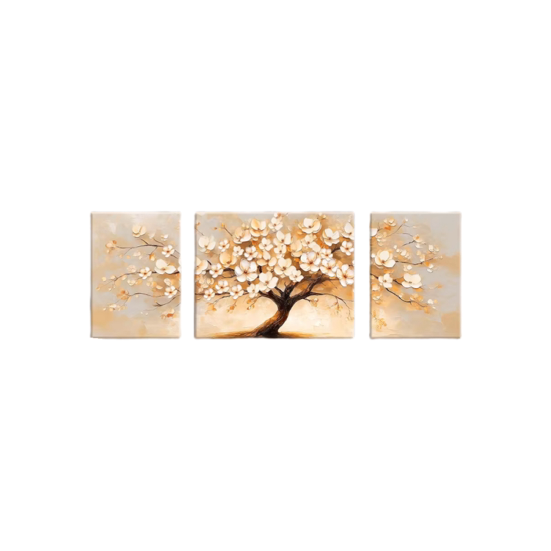 现代简约抽象花卉三联装饰画