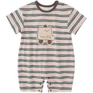 婴儿夏装男宝夏季薄款连体衣女宝超萌可爱哈衣爬爬服一岁宝宝衣服