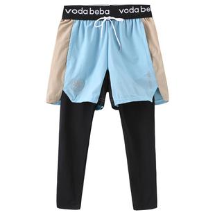 vodabeba儿童短裤夏季凉爽速干男孩假两件跑步男童运动裤体能训练