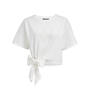 vq区绫致Vero ModaT恤女2025春夏款下摆绑带亮片爱心休闲T恤