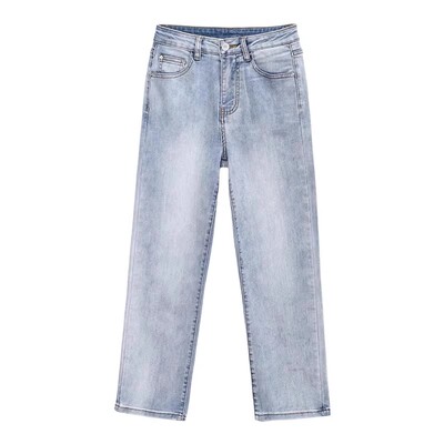 浅色直筒牛仔裤女2026夏季薄款