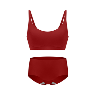 轻简【套装】柔感系列内衣内裤聚拢不空杯不压胸承托力柔软文胸女