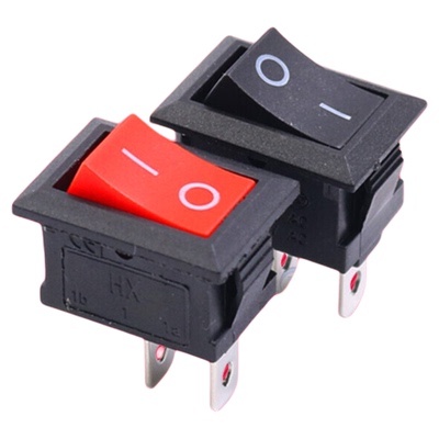 WCNNX按键开关船型开关电源翘板船形KCD1-101 2 红色黑色3 2脚2档