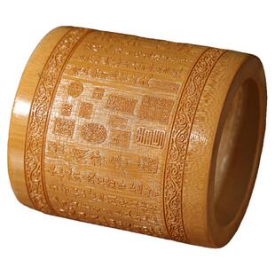 竹制竹编茶筒雕刻笔筒茶道筒竹根雕圆形签筒中国风办公室文房四宝