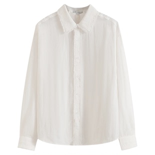 PLUS CRASH老钱风门襟毛边设计翻领长袖亚麻衬衫秋季男女穿搭美式