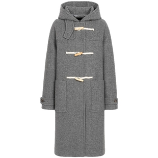 含山羊绒【新品】BEANPOLE滨波秋冬女士优雅风H型牛角扣毛呢大衣