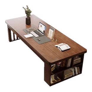 去客厅化实木大书桌书柜一体写字桌带抽屉家用学习办公桌工作台