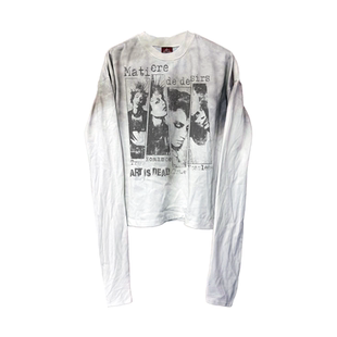 DETW 25AW*原创小众水洗做旧喷脏朋克人像印花圆领长袖打底衫男女