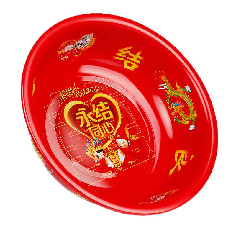 婚庆搪瓷喜庆用品红色结婚礼纪喜庆脸盆新娘陪嫁嫁妆红盆鸳鸯喜盆