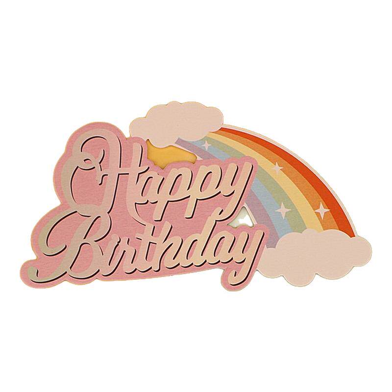 包邮30枚彩虹儿童生日快乐插件爱心气球帽子彩旗小帽子HAPPY插牌