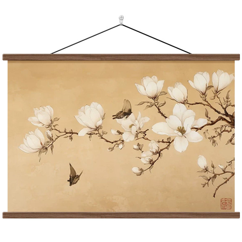 玉兰花枝宋代美学客厅书房卷轴画