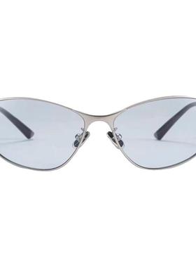 复古美式猫眼蓝色墨镜女Y2k时尚辣妹凹造型高颜值防紫外线太阳镜