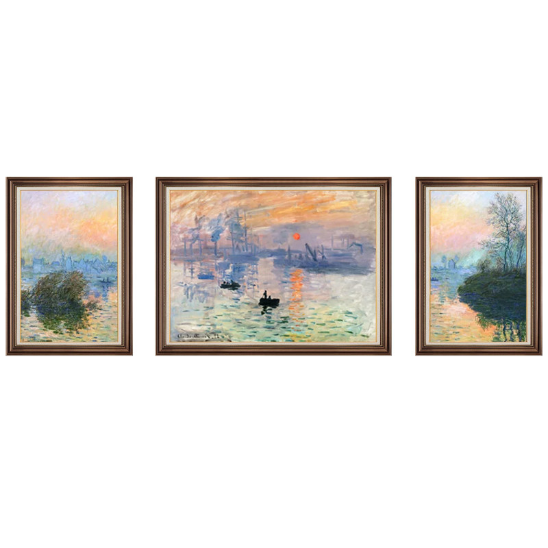 伊佳客厅装饰画世界名画莫奈日出