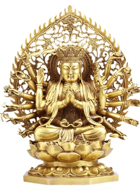 客厅千手观音纯铜十八臂准提母