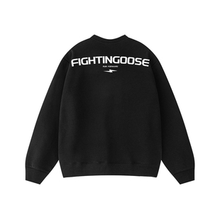 FIGHTINGOOSE国潮学院风后背弧形字母印花圆领卫衣男2025新款上衣