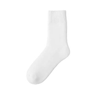 东北专属贴合不勒羊毛袜子男中筒袜秋冬季加绒加厚睡眠地板袜白色