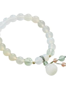 一生一石女白玛瑙葡萄石气质手串