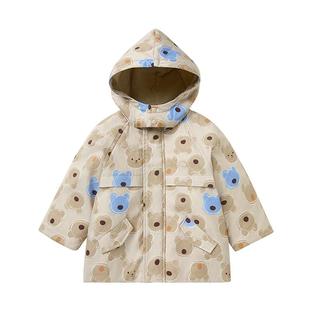 全棉时代男童外套冬季厚款儿童冲锋衣外套男幼童加厚夹棉袄棉服