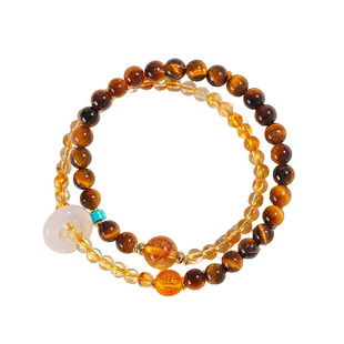 【杭州灵隐正品】五行补金木水火土玛瑙黄水晶手链女款情侣手串