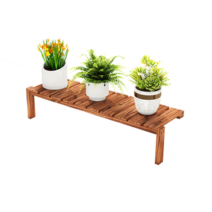 阳台窗台台沿加宽台面花架实木落地单层加宽花盆架子高低脚置物架