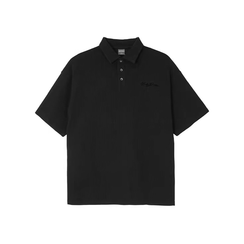 夏季重磅华夫格宽松短袖POLO衫